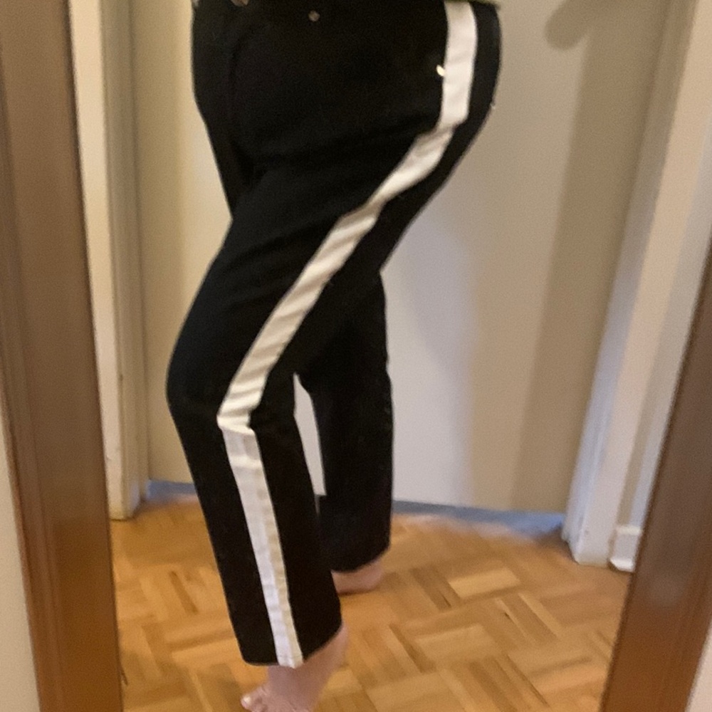Black Pants with White Stripe
